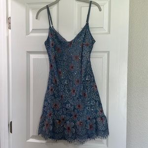 Blue layered mini dress